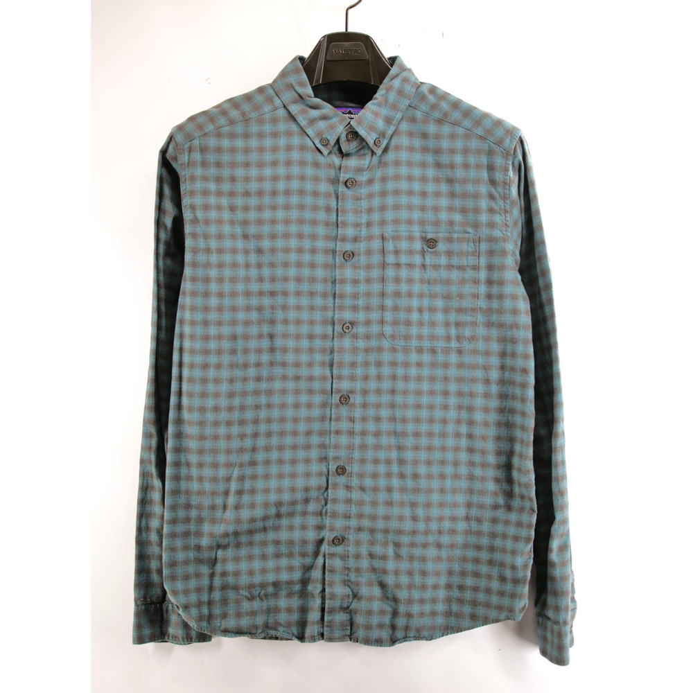 Patagonia Long Sleeved Shirt Blue Plaid Mens Small Organic Cotton